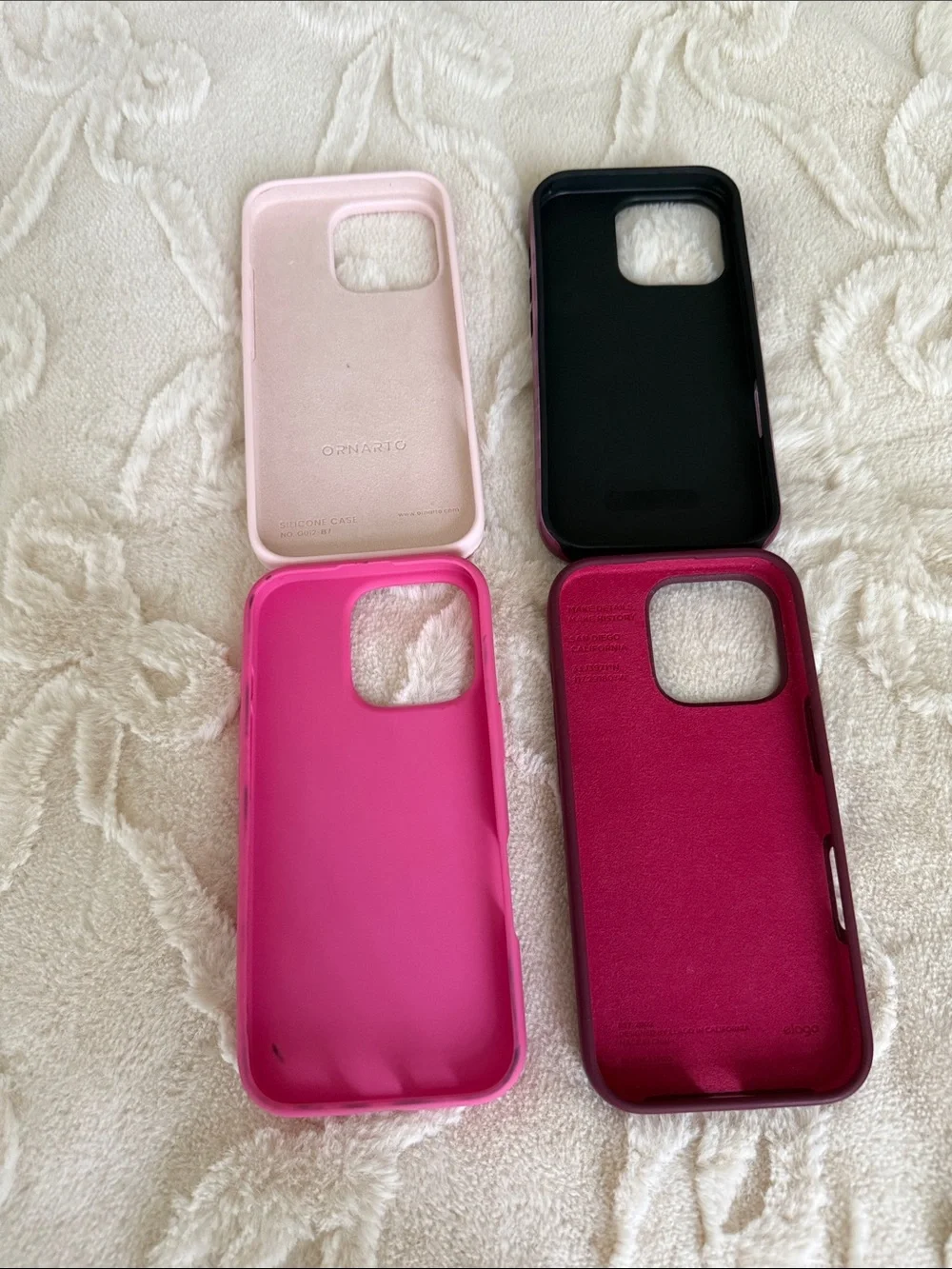 Pink and Maroon iPhone 16 pro case bundle